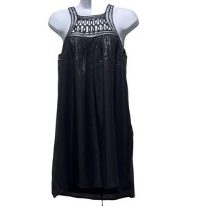 Madison Marcus Black Sleeveless Silk Metallic Shimmer Party Dress Size Medium